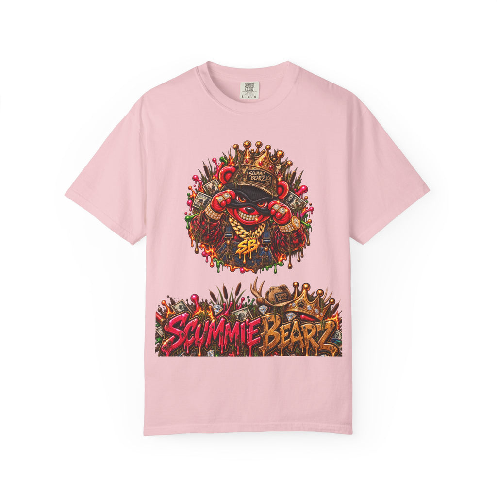 Unisex Garment-Dyed T-shirt--HILLBILLY COUNTY FAIR OUTLAWS/CROWN SB LOGO-SCUMMIEBEARZ™️