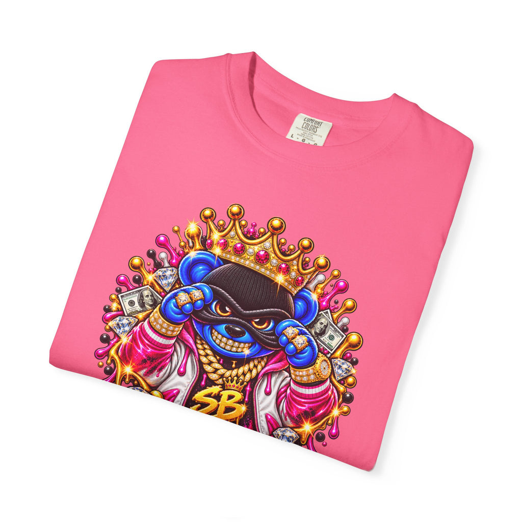 Unisex Garment-Dyed T-shirt-BLUE&PINK CROWN MASK LOGO CHOSEN BY GOD-SCUMMINGBEARZ™