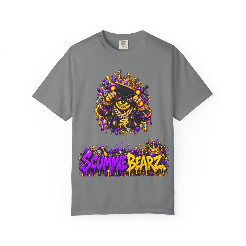 Unisex Garment-Dyed T-shirt-PURPLE&G9D CROWN MASK LOGO TRAP HOUSE MEET-SCUMMINGBEARZ™