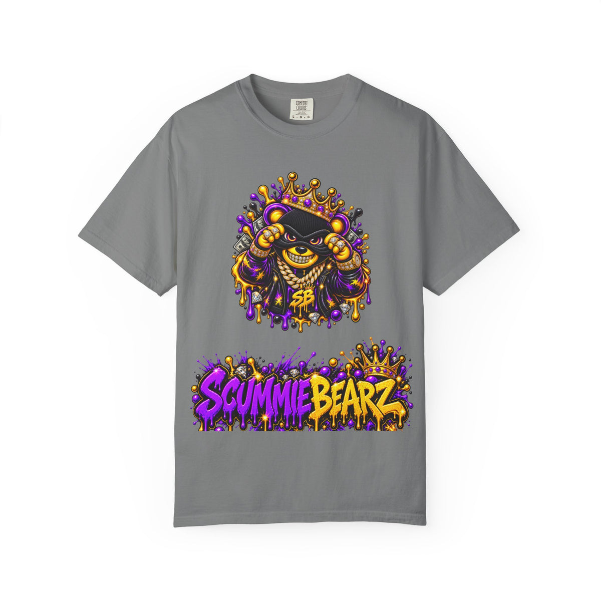 Unisex Garment-Dyed T-shirt-PURPLE&G9D CROWN MASK LOGO TRAP HOUSE MEET-SCUMMINGBEARZ™