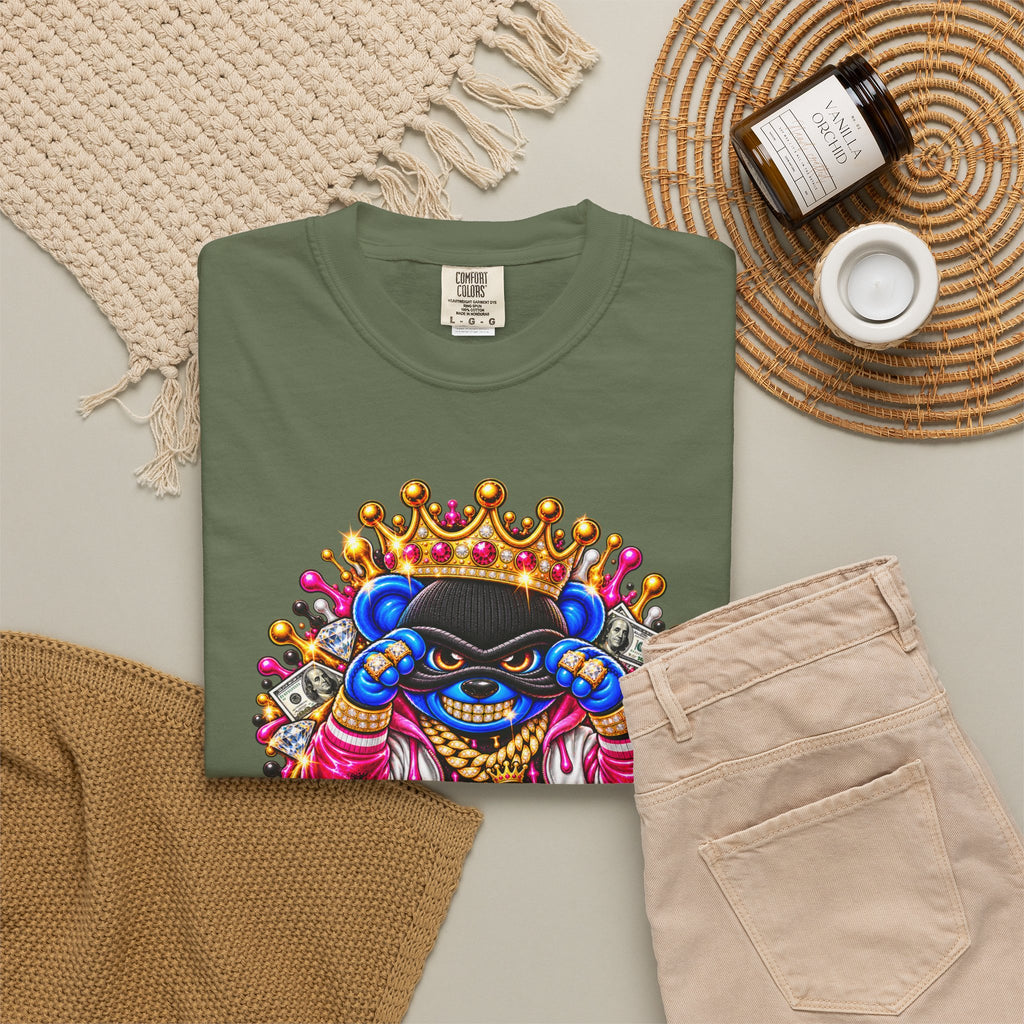 Unisex Garment-Dyed T-shirt-BLUE&PINK CROWN MASK LOGO CHOSEN BY GOD-SCUMMINGBEARZ™
