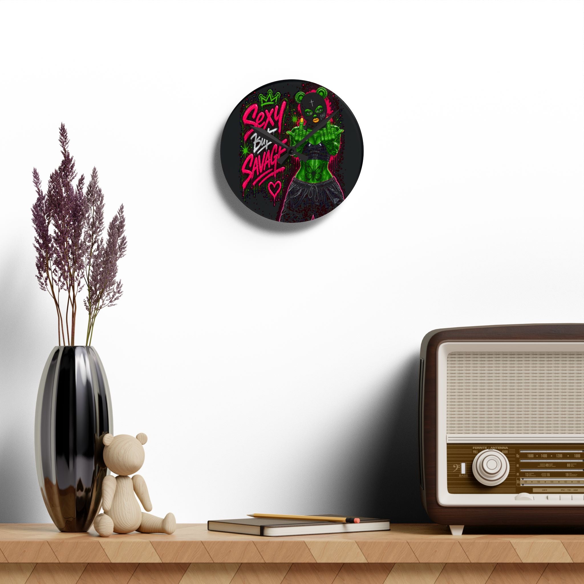 Acrylic Wall Clock-Sexy But Savage Green Remix