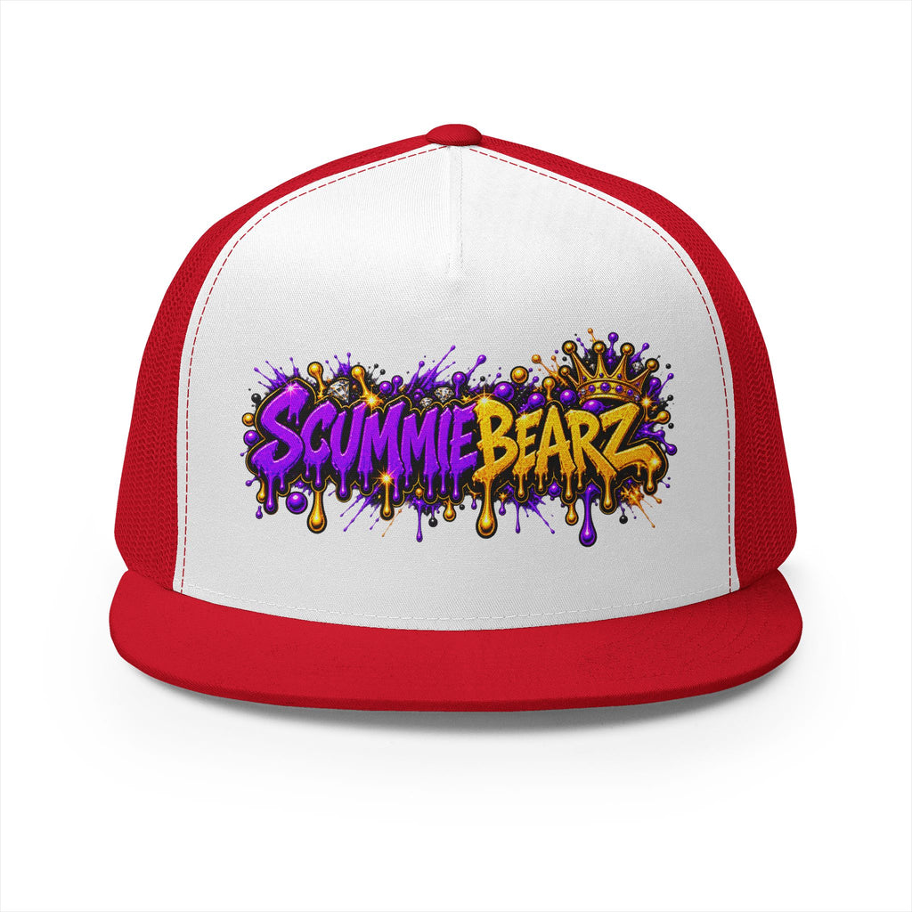 5 Panel Trucker Cap-PURPLE/GOLD SCUMMIEBEARZ LOGO-SCUMMIEBEARZ™
