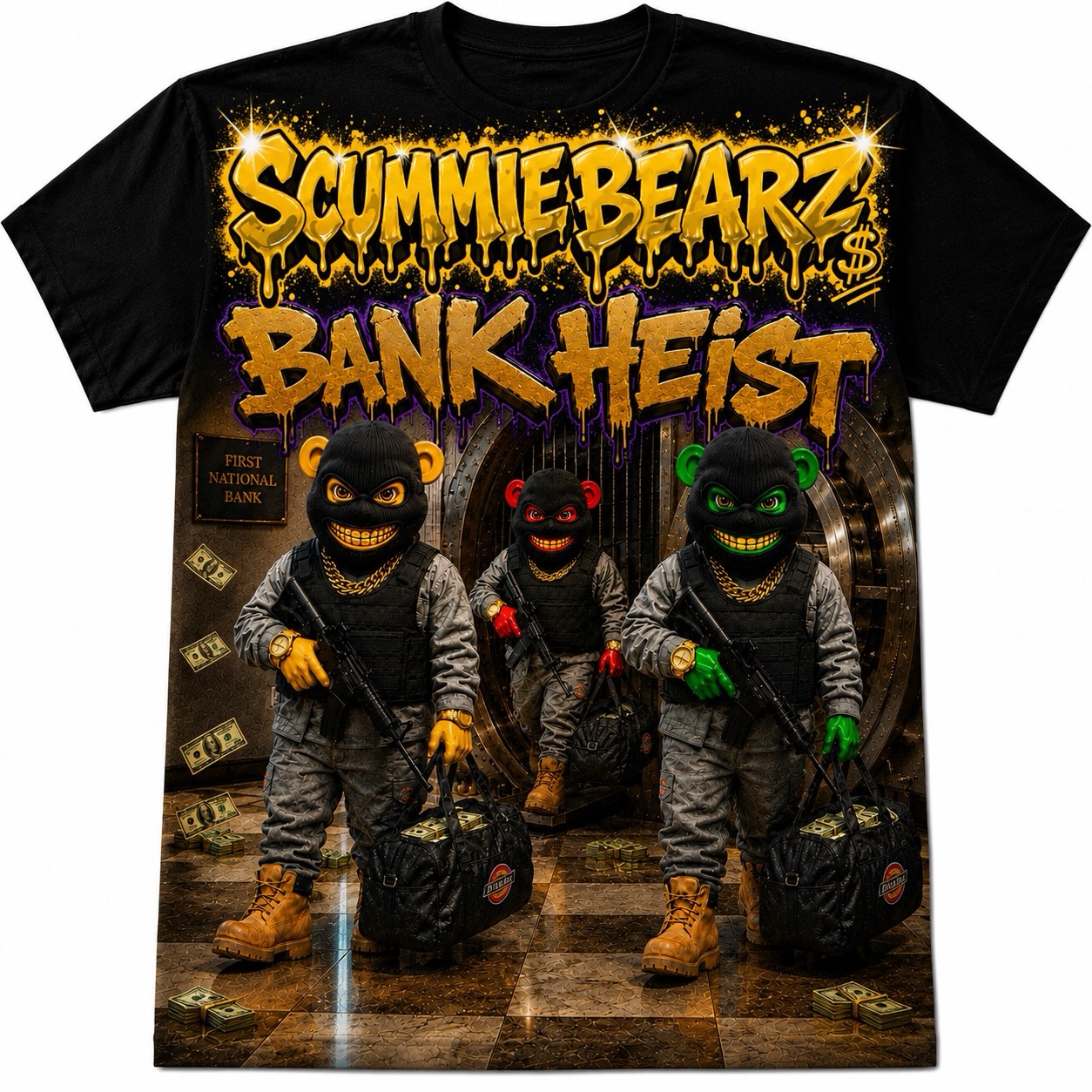 Scummie Bearz Bank Heist Collection: Bank Heist — Unisex Men's T-Shirt