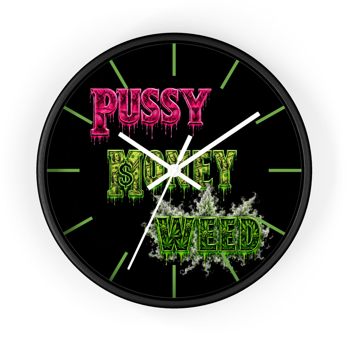 Wall clock-P.M.W. (P***y Money Weed)-SCUMMIEBEARZ™️