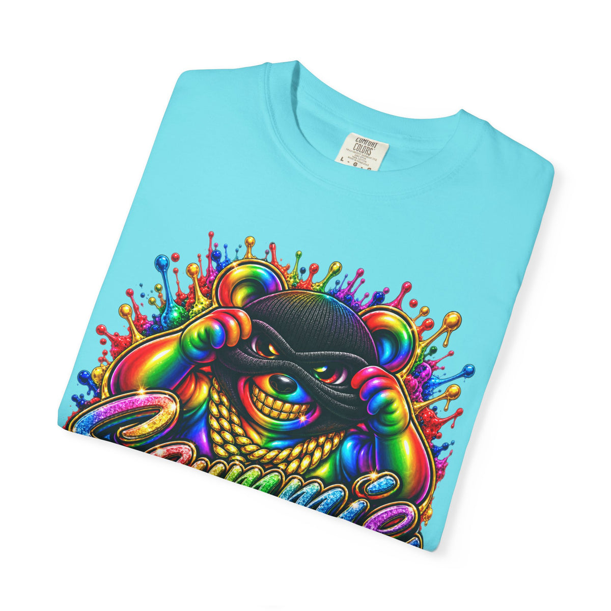 Unisex Garment-Dyed T-shirt-RAINBOW MASK LOGO GLOCK SB CROWN LOGO-SCUMMIEBEARZ™