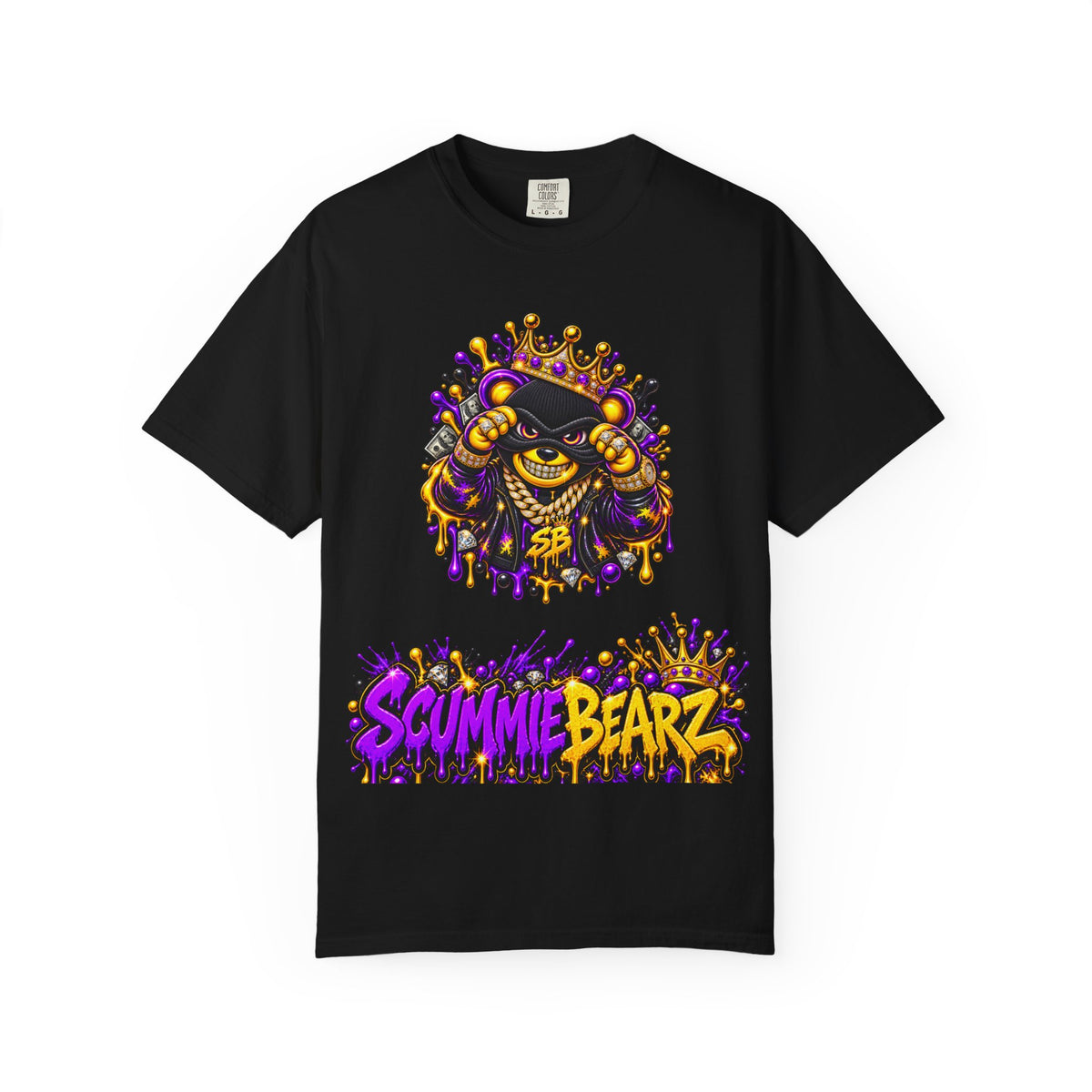 Unisex Garment-Dyed T-shirt-PURPLE&G9D CROWN MASK LOGO TRAP HOUSE MEET-SCUMMINGBEARZ™