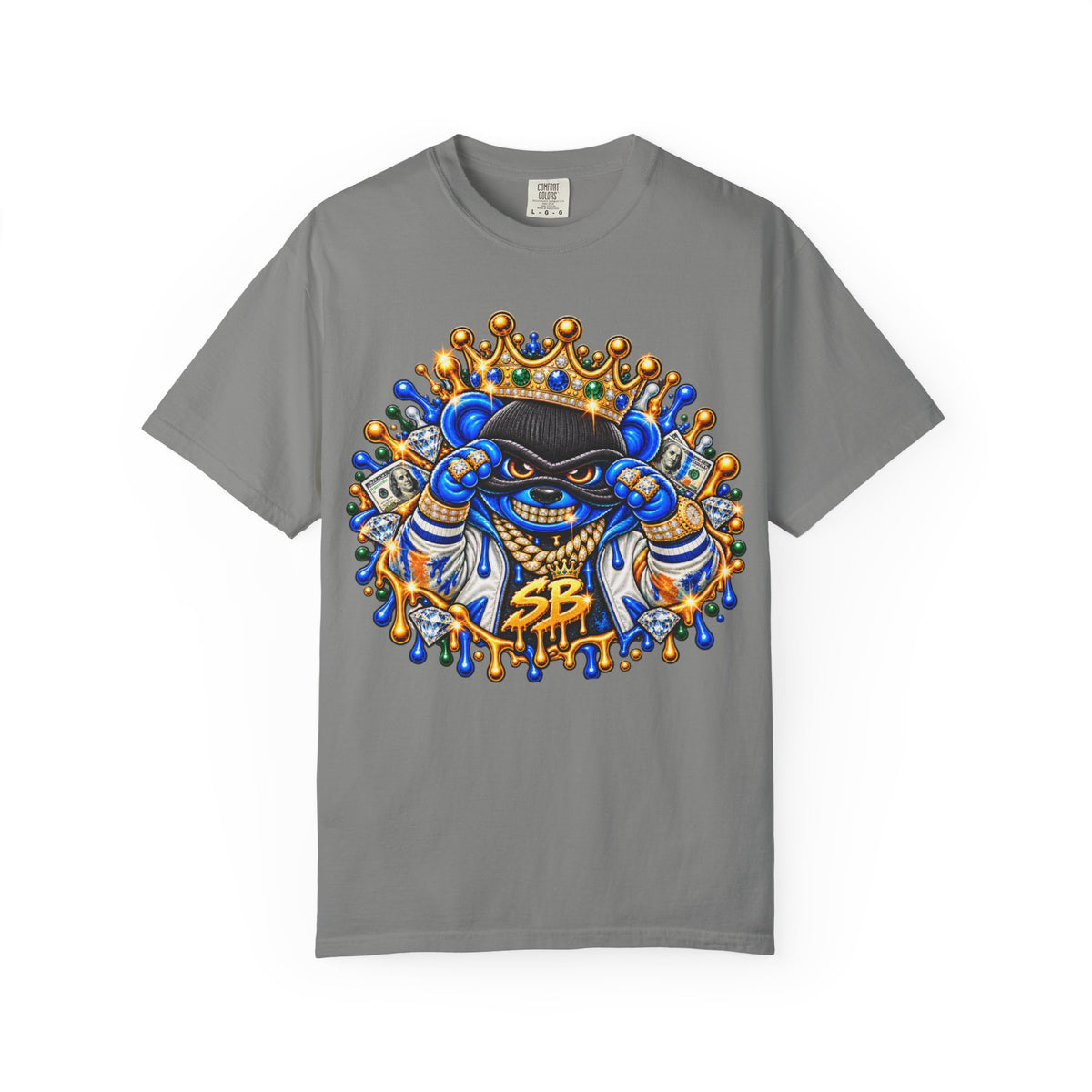 Unisex Garment-Dyed T-SHIRT-MONEY GLOCK/CROWN MASK LOGO-SCUMMIEBEARZ™