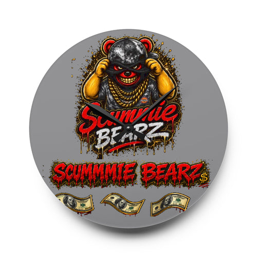 Acrylic Wall Clock-Money SCUMMIEBEARZ Logo