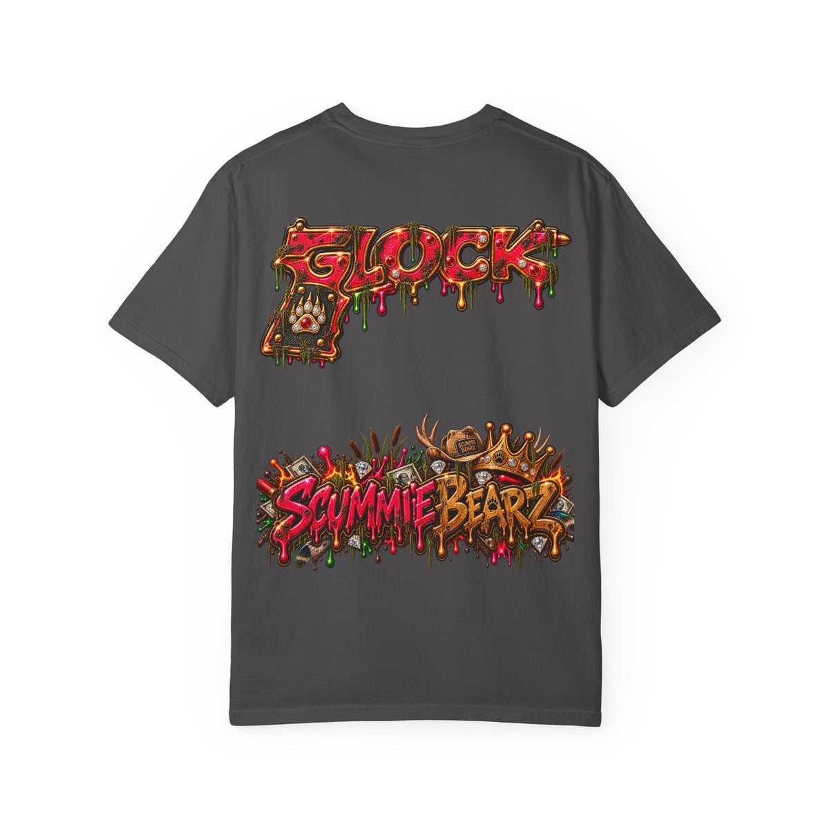 Unisex Garment-Dyed T-SHIRT-HILLBILLY GLOCK/SB CROWN LOGO-SCUMMIEBEARZ™