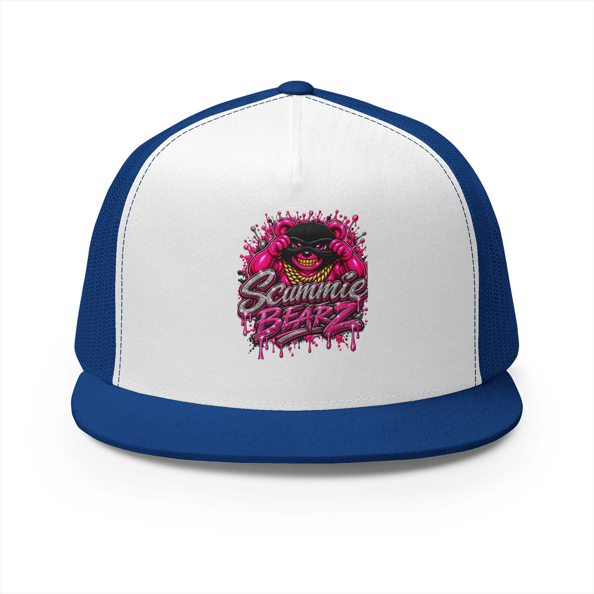 5 Panel Trucker Cap- PINK/SILVER MASK LOGO-SCUMMIEBEARZ™