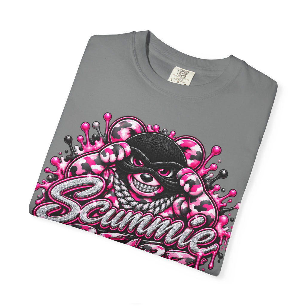 Unisex Garment-Dyed T-shirt-PINK CAMO MASK LOGO GLOCK -SCUMMIEBEARZ™