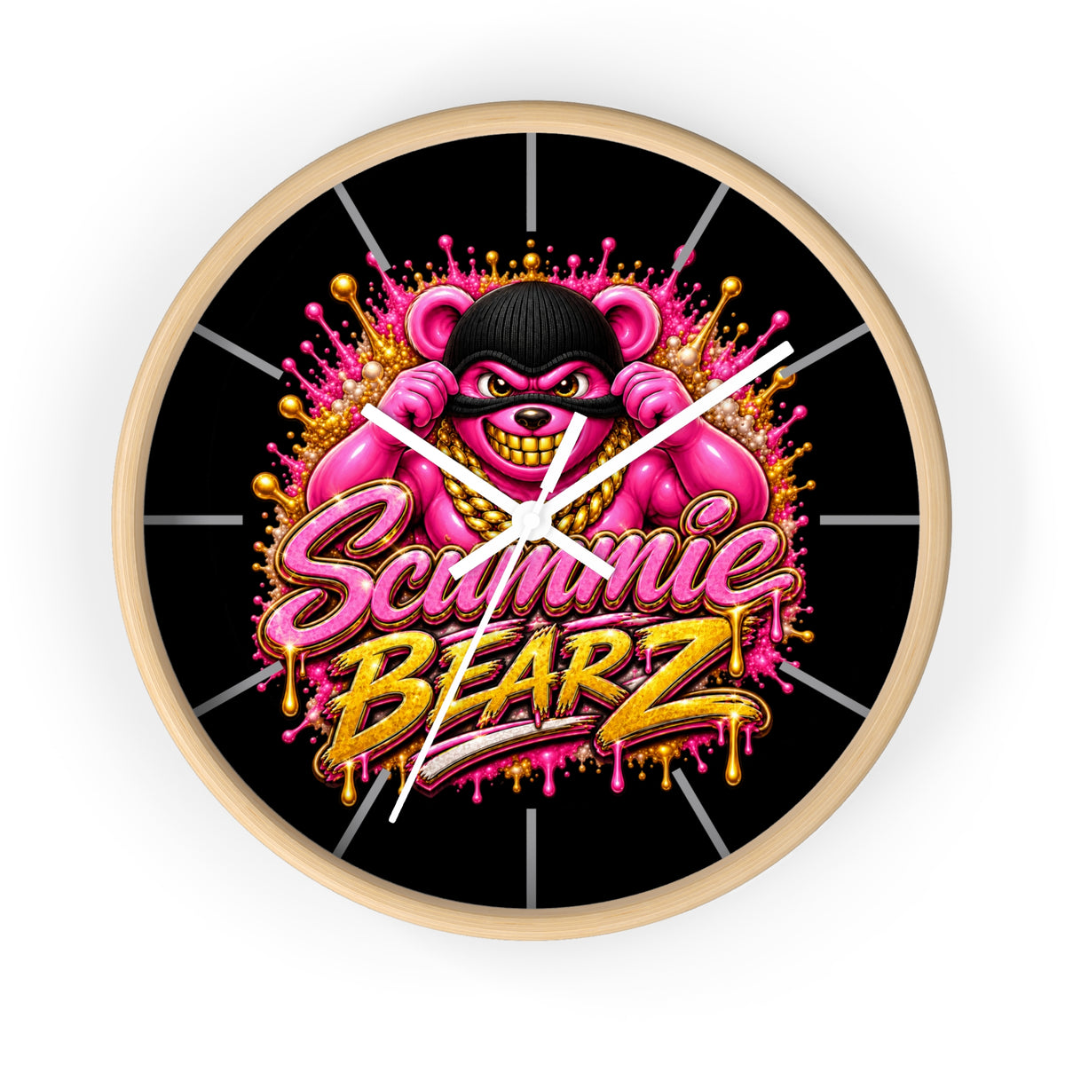 Wall Clock-Pink Scummie Bearz Mask Logo-SCUMMIEBEARZ™️