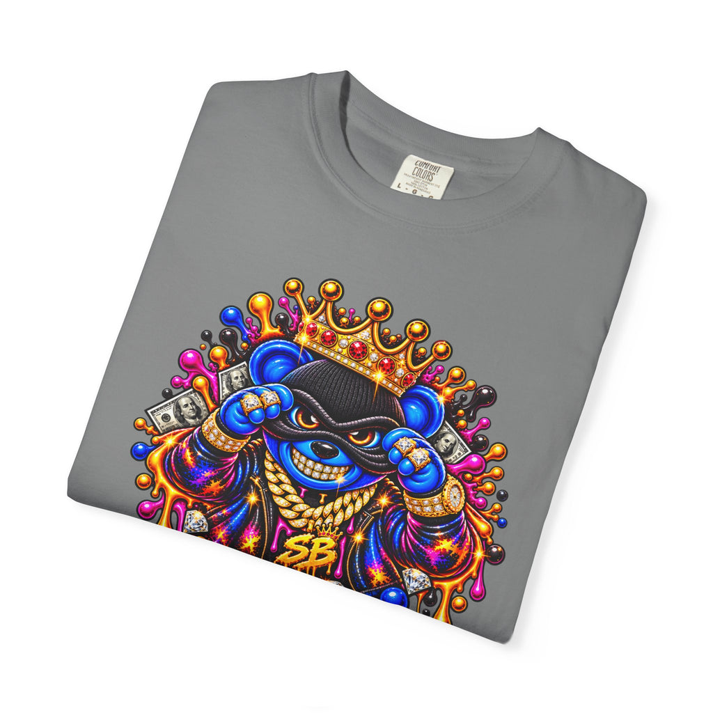 Unisex Garment-Dyed T-shirt-BLUE&PINK CROWN MASK LOGO MONEY GLOCK CROWN SB LOGO-SCUMMIEBEARZ™