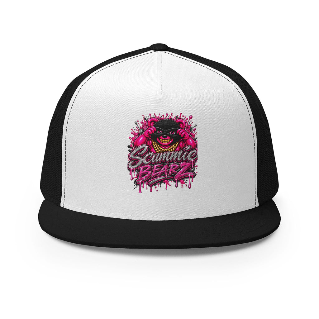 5 Panel Trucker Cap- PINK/SILVER MASK LOGO-SCUMMIEBEARZ™
