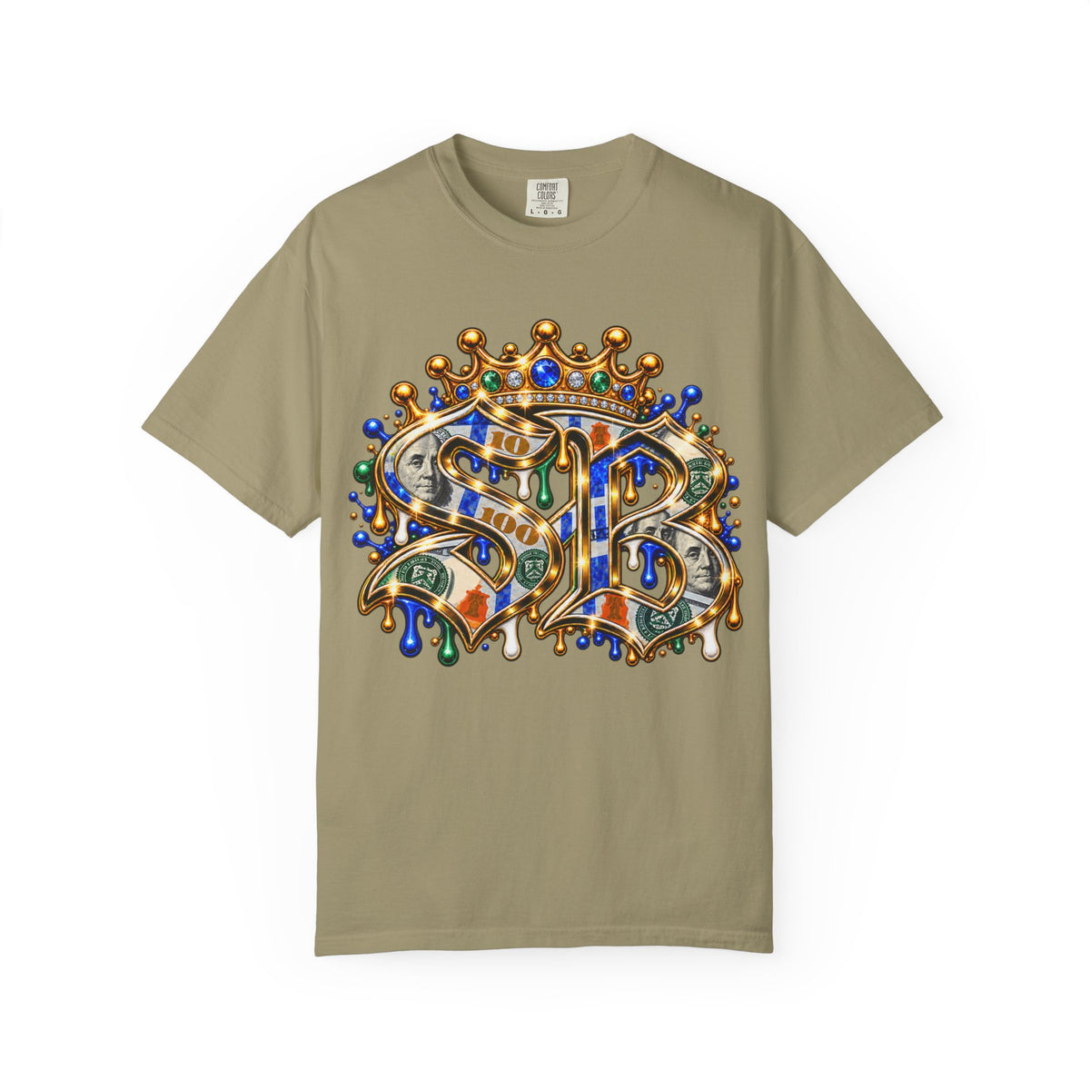 Unisex Garment-Dyed T-SHIRT- HUSTLE MODE/SB CROWN LOGO-SCUMMIEBEARZ™