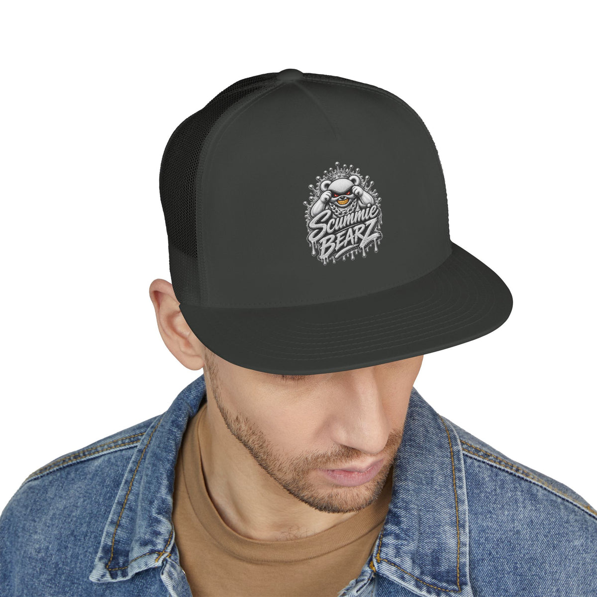 5 Panel Trucker Cap-SILVER MASK LOGO-SCUMMIEBEARZ™