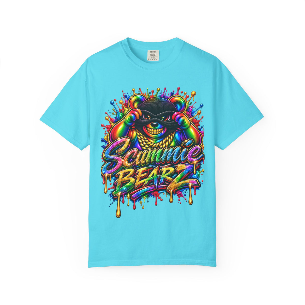 Unisex Garment-Dyed T-shirt-RAINBOW MASK LOGO GLOCK SB CROWN LOGO-SCUMMIEBEARZ™