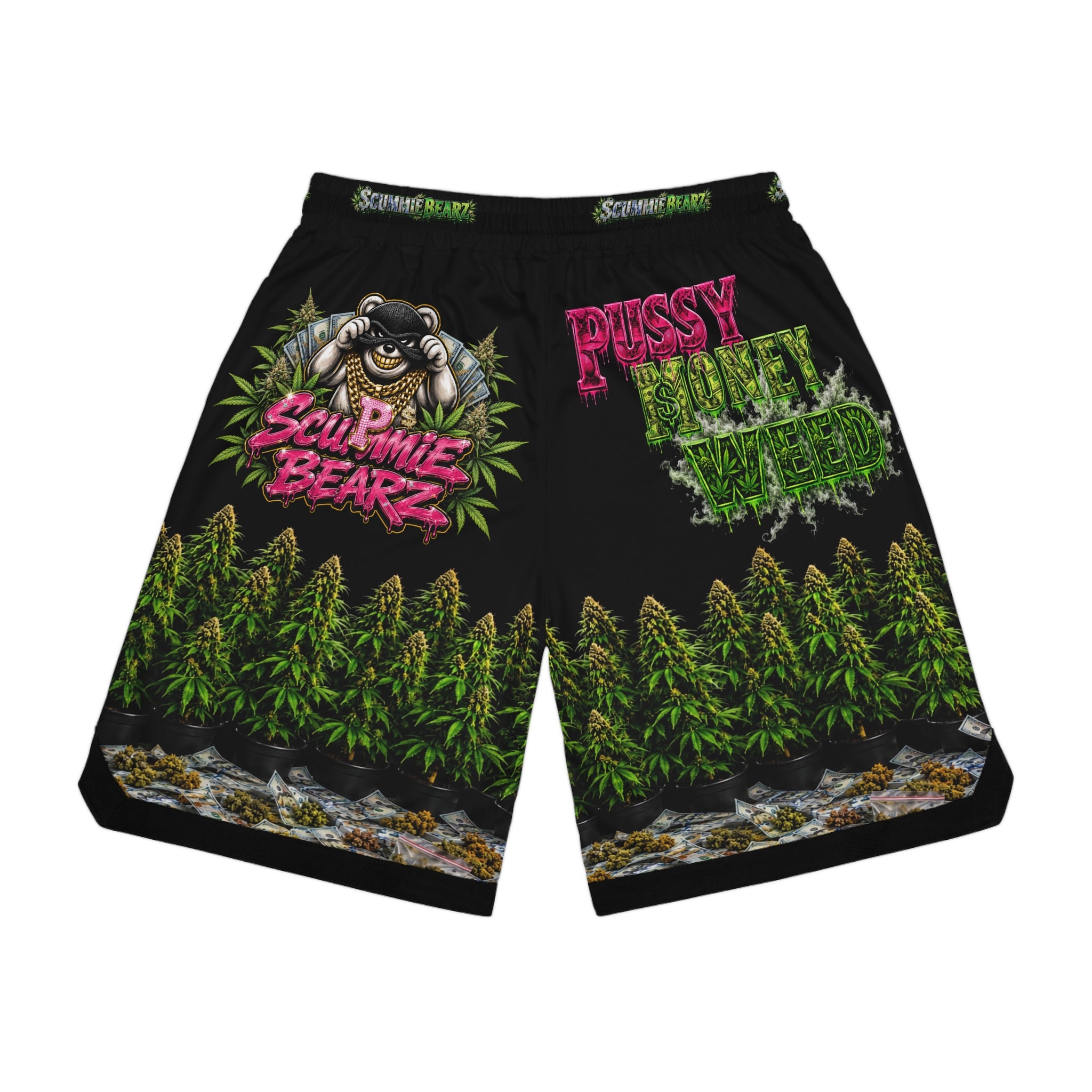 AOP Basketball Shorts - P***y Money Weed™