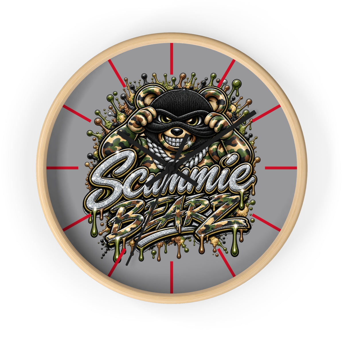 Wall Clock-CAMOUFLAGE MASK LOGO-SCUMMIEBEARZ™️