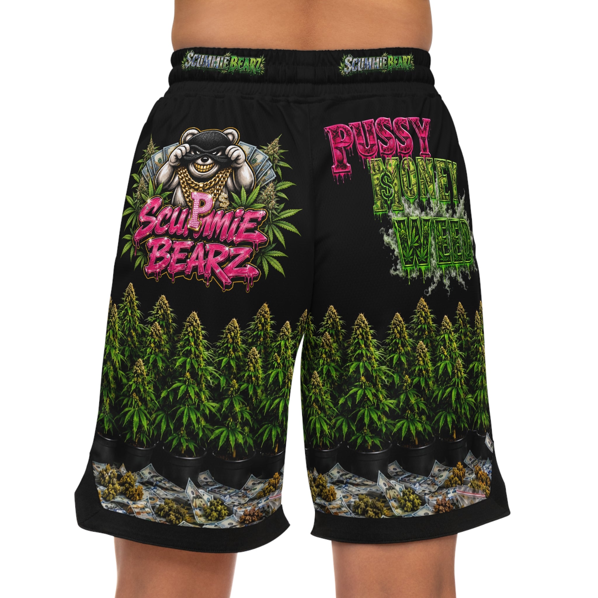 AOP Basketball Shorts - P***y Money Weed™
