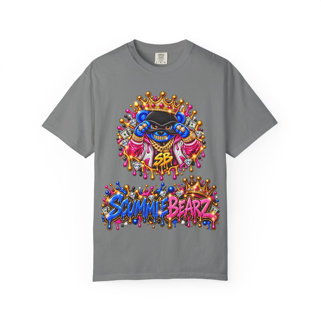 Unisex Garment-Dyed T-shirt-BLUE&PINK CROWN MASK LOGO CHOSEN BY GOD-SCUMMINGBEARZ™