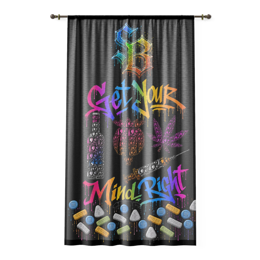 Window Curtain-Get Your Mind Right Black-SCUMMIEBEARZ™
