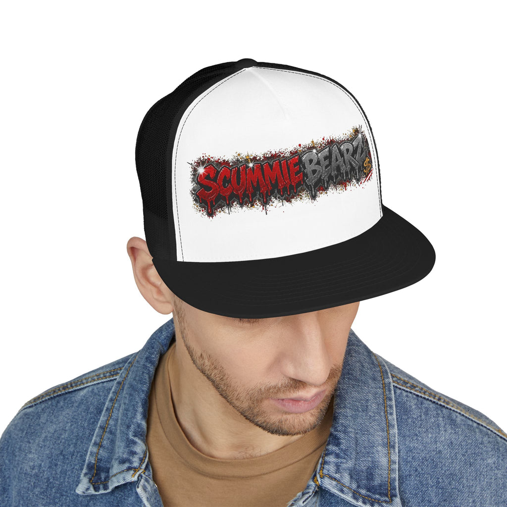 5 Panel Trucker Cap-RED/CHARCOAL SCUMMIEBEARZ LOGO-SCUMMIEBEARZ™