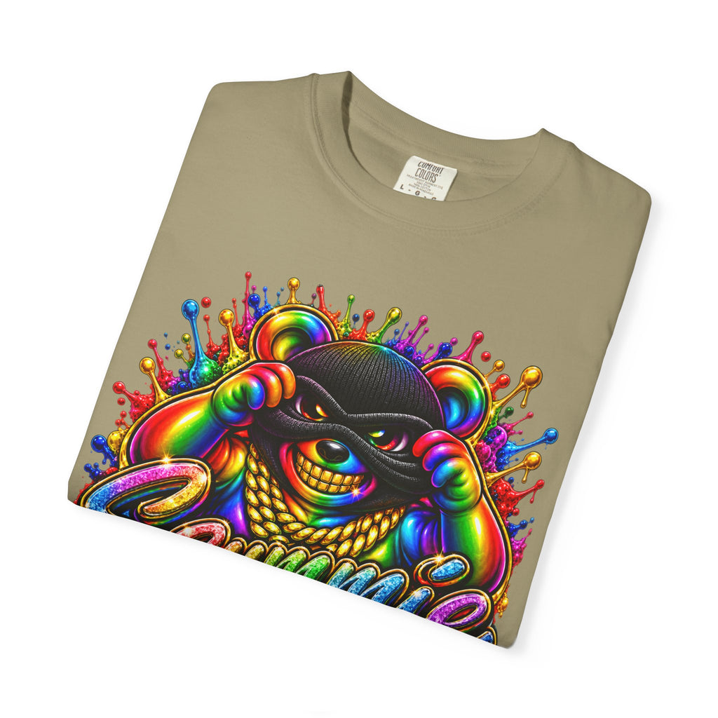 Unisex Garment-Dyed T-shirt-RAINBOW MASK LOGO GLOCK SB CROWN LOGO-SCUMMIEBEARZ™