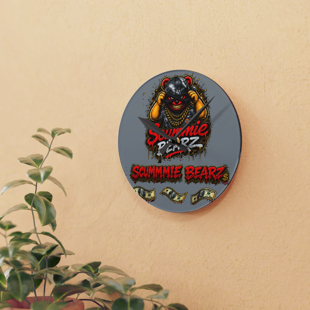 Acrylic Wall Clock-Money SCUMMIEBEARZ Logo