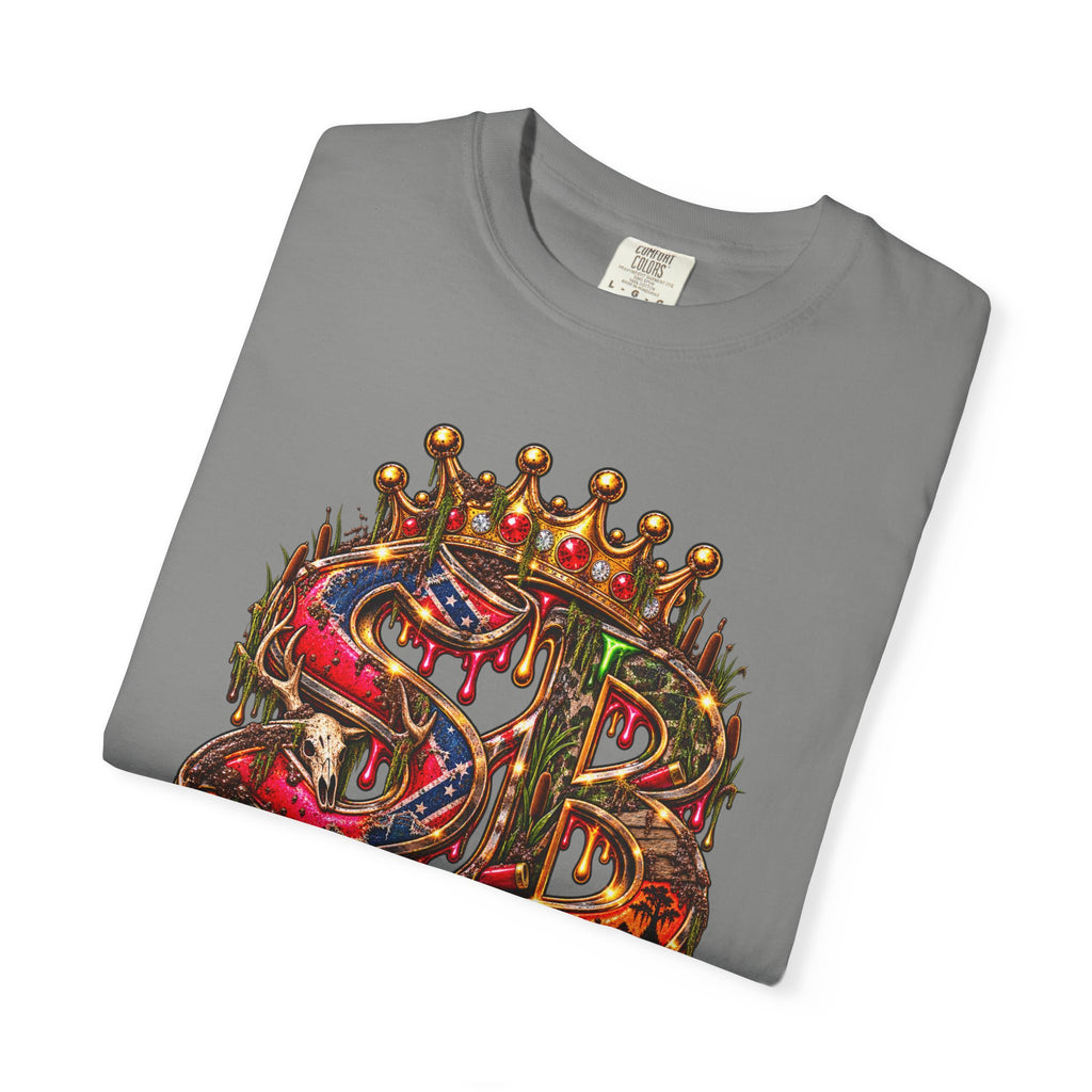 Unisex Garment-Dyed T-shirt--HILLBILLY DEAD OR RICH/SB CROWN LOGO-SCUMMIEBEARZ™️