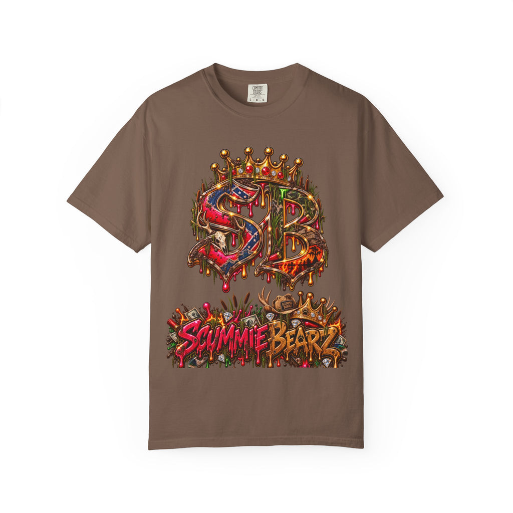 Unisex Garment-Dyed T-shirt--HILLBILLY DEAD OR RICH/SB CROWN LOGO-SCUMMIEBEARZ™️