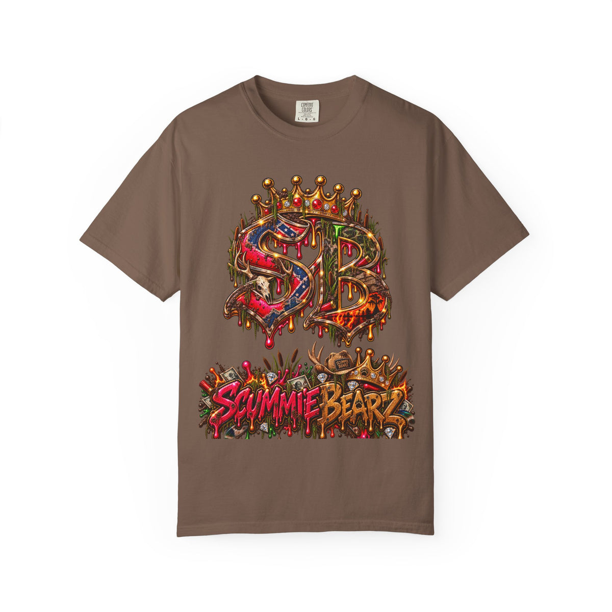 Unisex Garment-Dyed T-shirt--HILLBILLY DEAD OR RICH/SB CROWN LOGO-SCUMMIEBEARZ™️