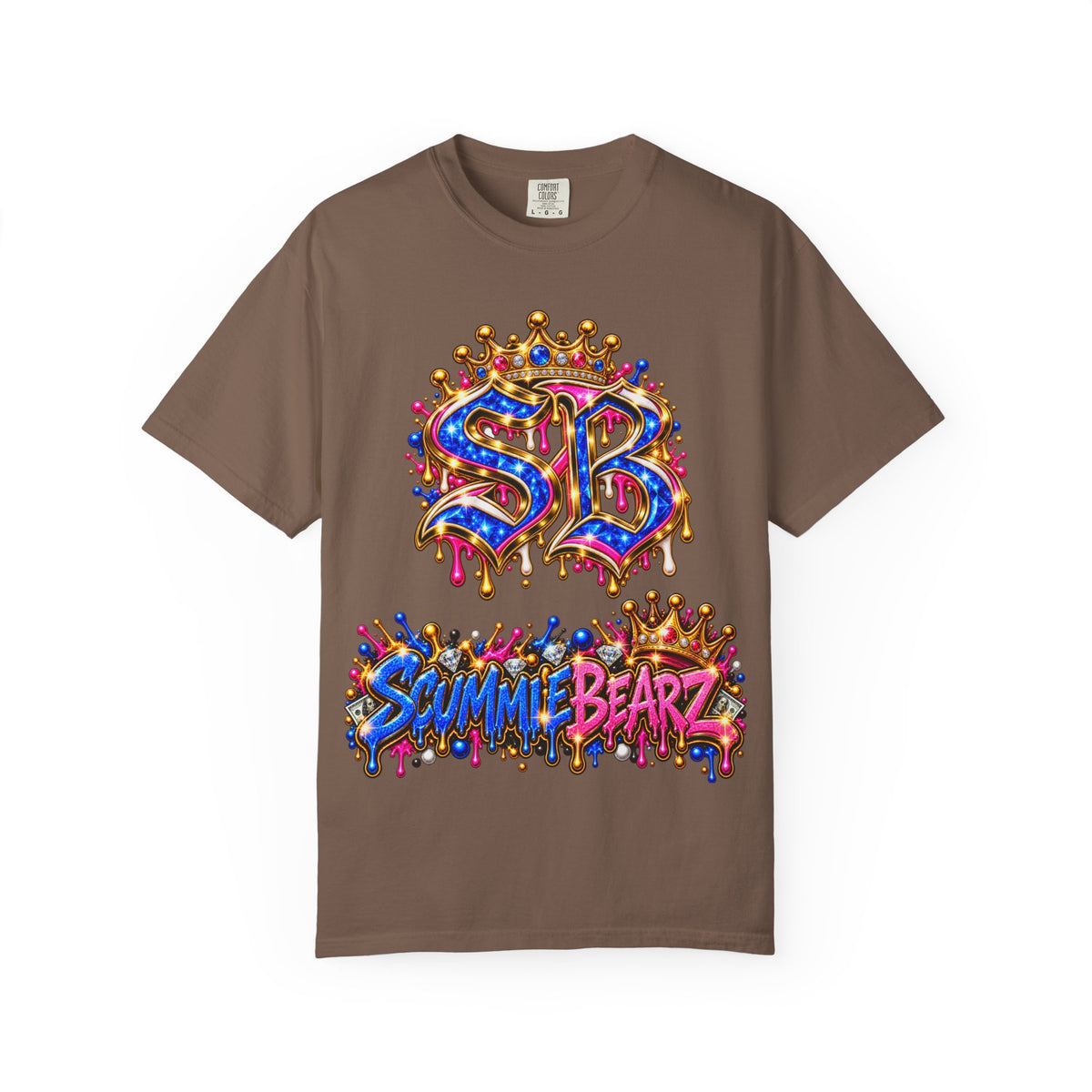 Unisex Garment-Dyed T-shirt-BLUE&PINK CROWN SB LOGO ARMED WITH FAITH-SCUMMIEBEARZ™
