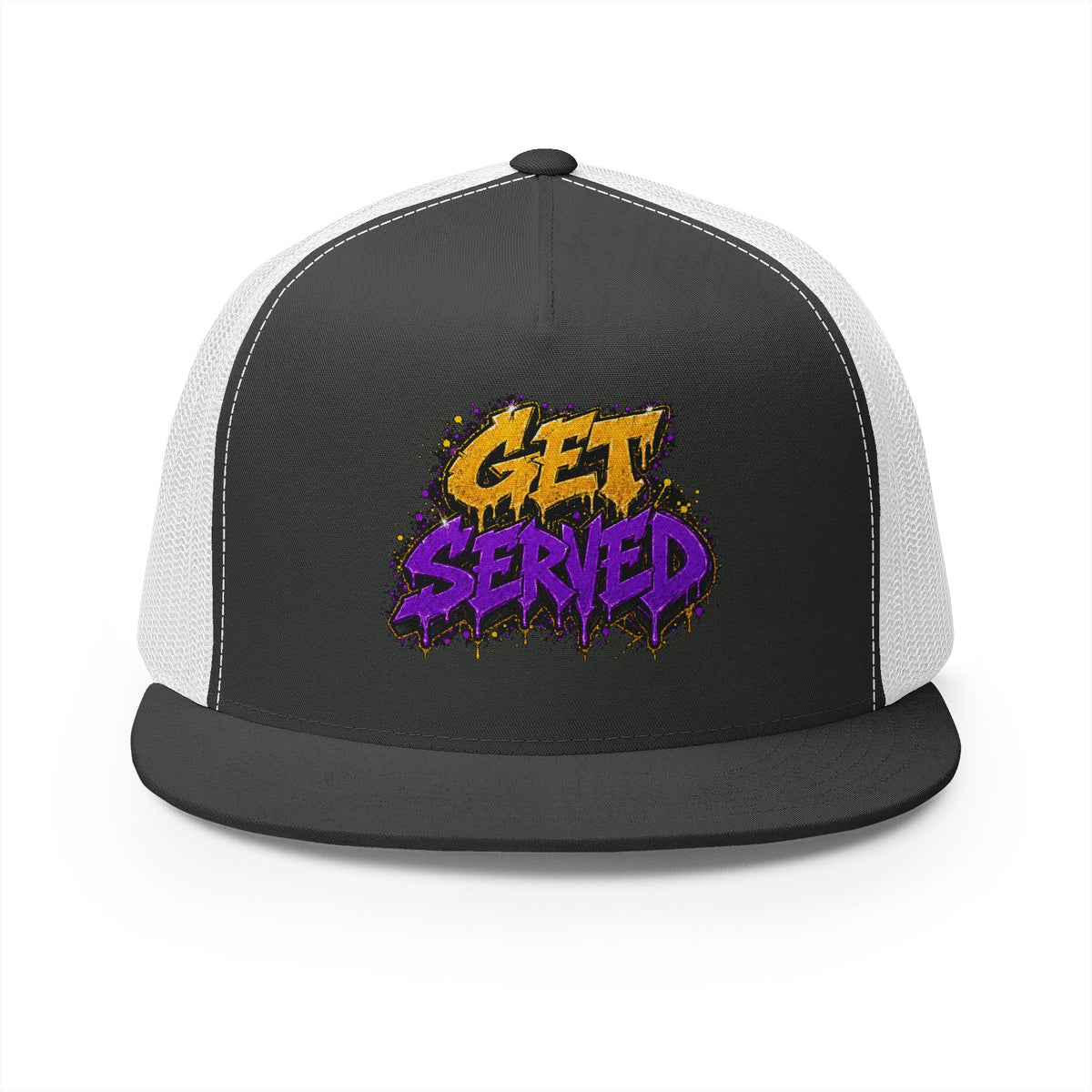 5 Panel Trucker Cap-GOLD/PURPLE GET SERVED-SCUMMIEBEARZ™
