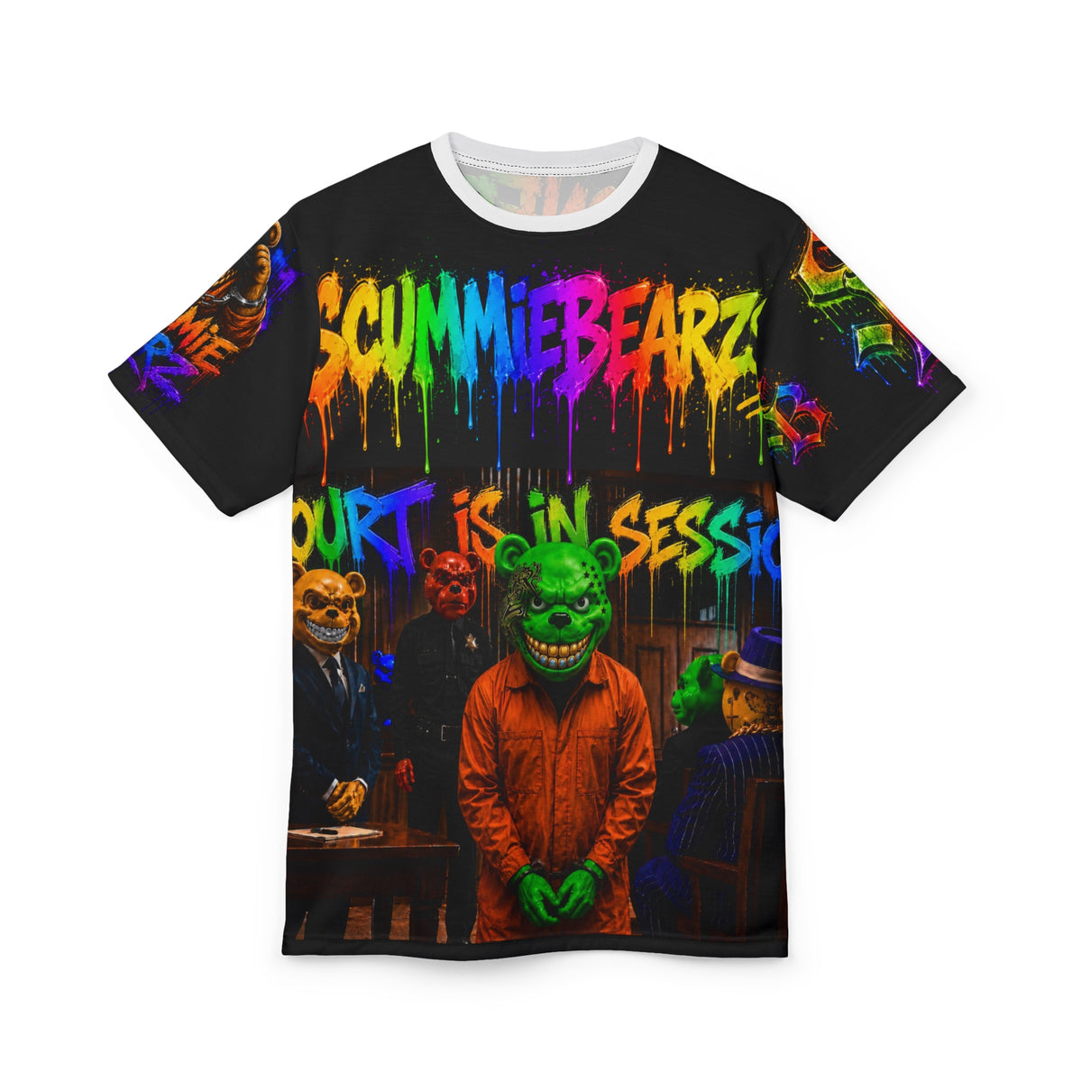 Unisex AOP Graphic T-Shirt - Court Is In Session™ No Confession No Conviction - SCUMMIEBEARZ™