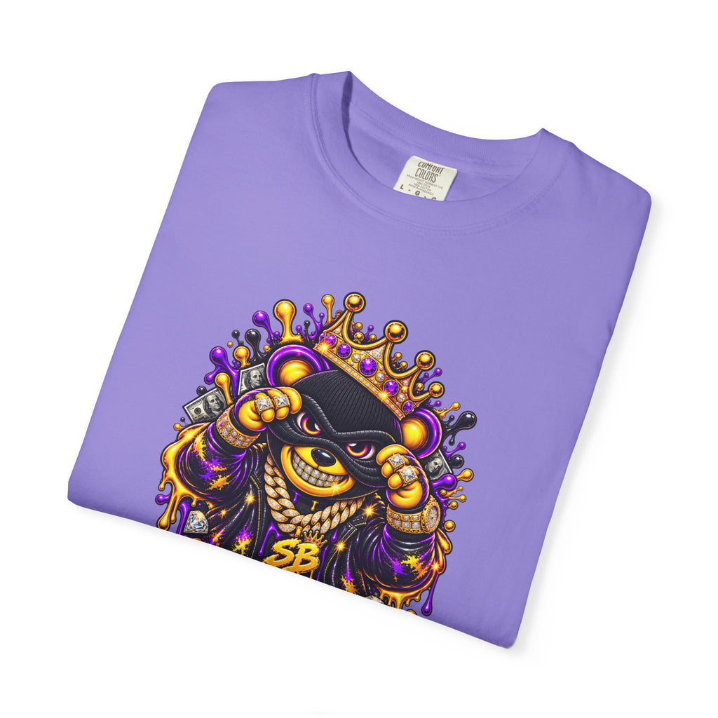 Unisex Garment-Dyed T-shirt-PURPLE&G9D CROWN MASK LOGO TRAP HOUSE MEET-SCUMMINGBEARZ™