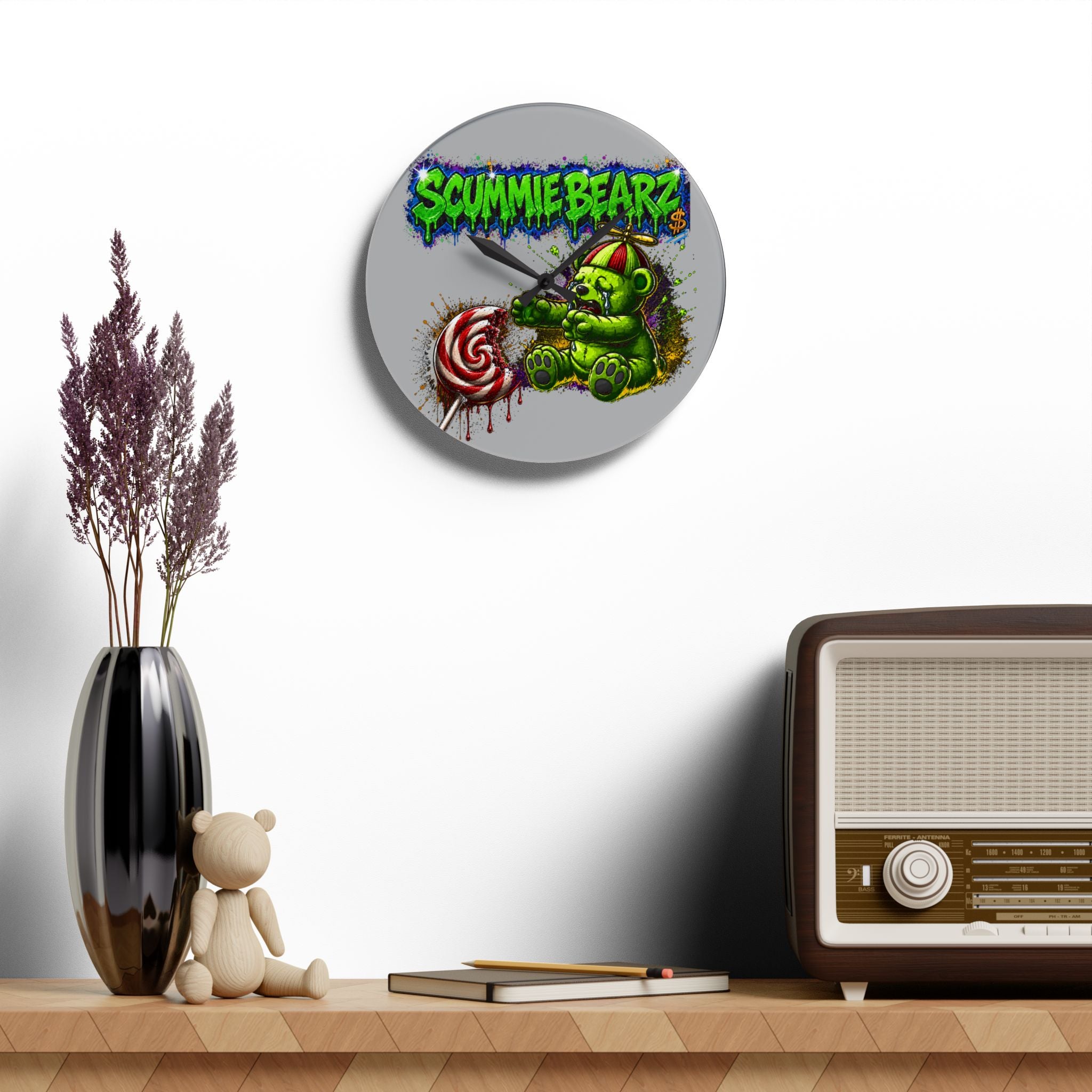 Acrylic Wall Clock-Stealing Candy From A Baby Neon Green