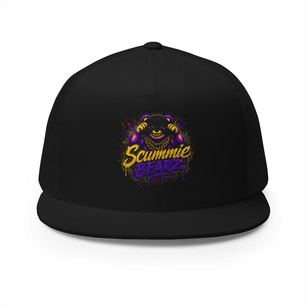 5 Panel Trucker Cap-GOLD/PURPLE MASK LOGO-SCUMMIEBEARZ™