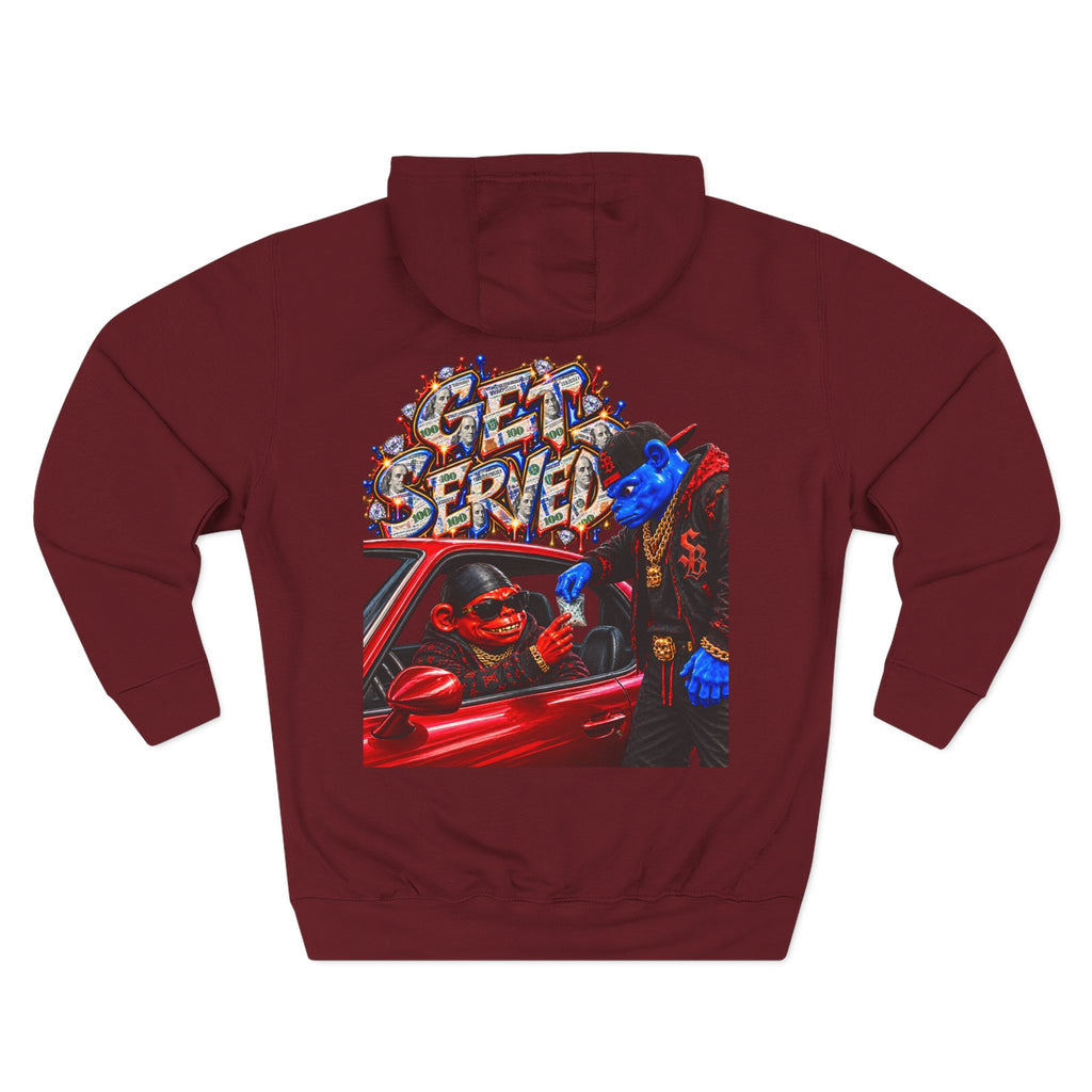 Three-Panel Fleece Hoodie-GET SERVED-SCUMMIEBEARZ™️