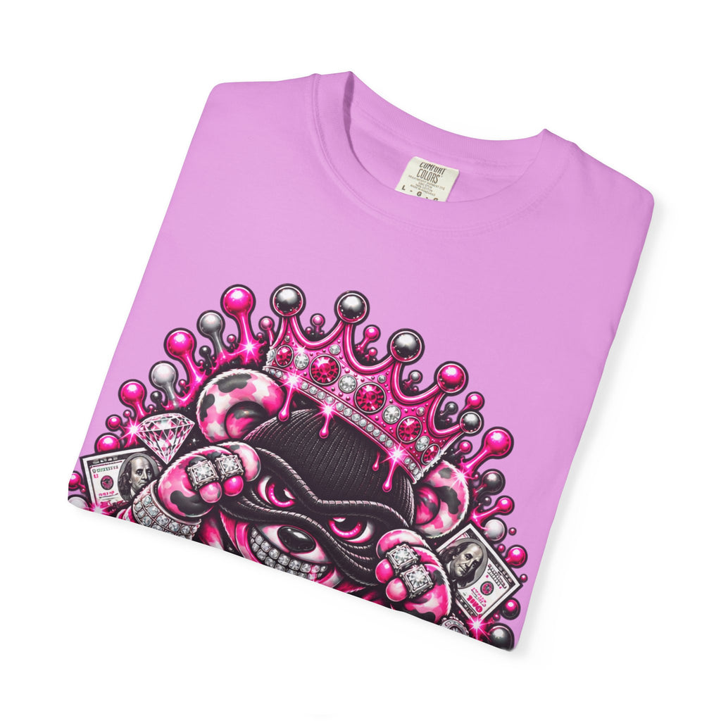 Unisex Garment-Dyed T-shirt-PINK CROWN MASK LOGO GLOCK -SCUMMIEBEARZ™