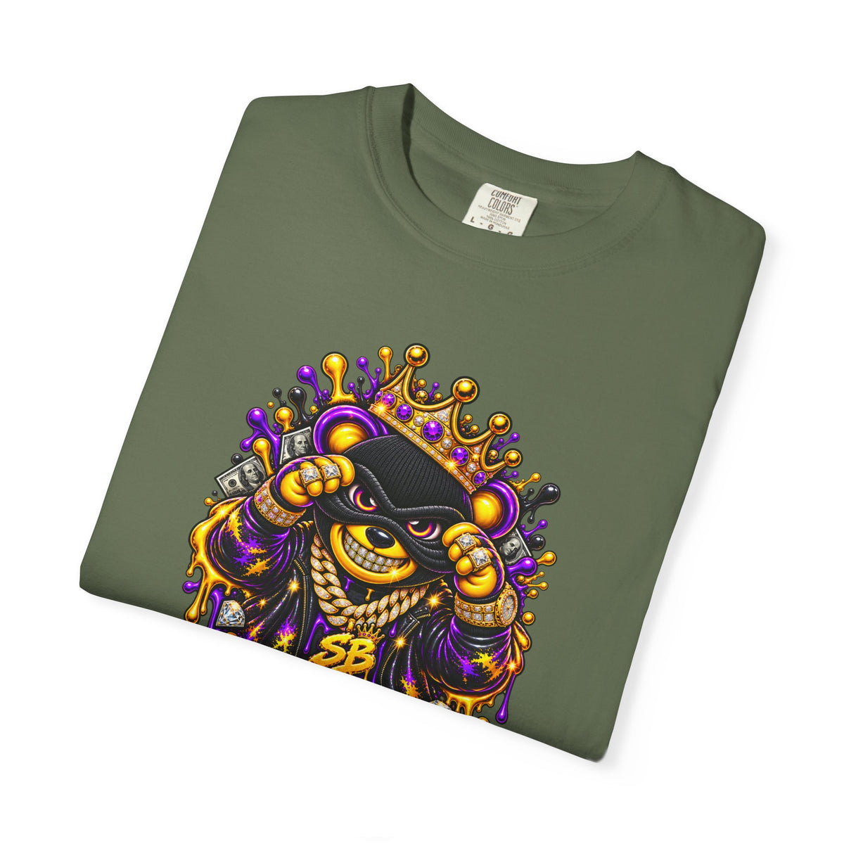 Unisex Garment-Dyed T-shirt-PURPLE&G9D CROWN MASK LOGO TRAP HOUSE MEET-SCUMMINGBEARZ™