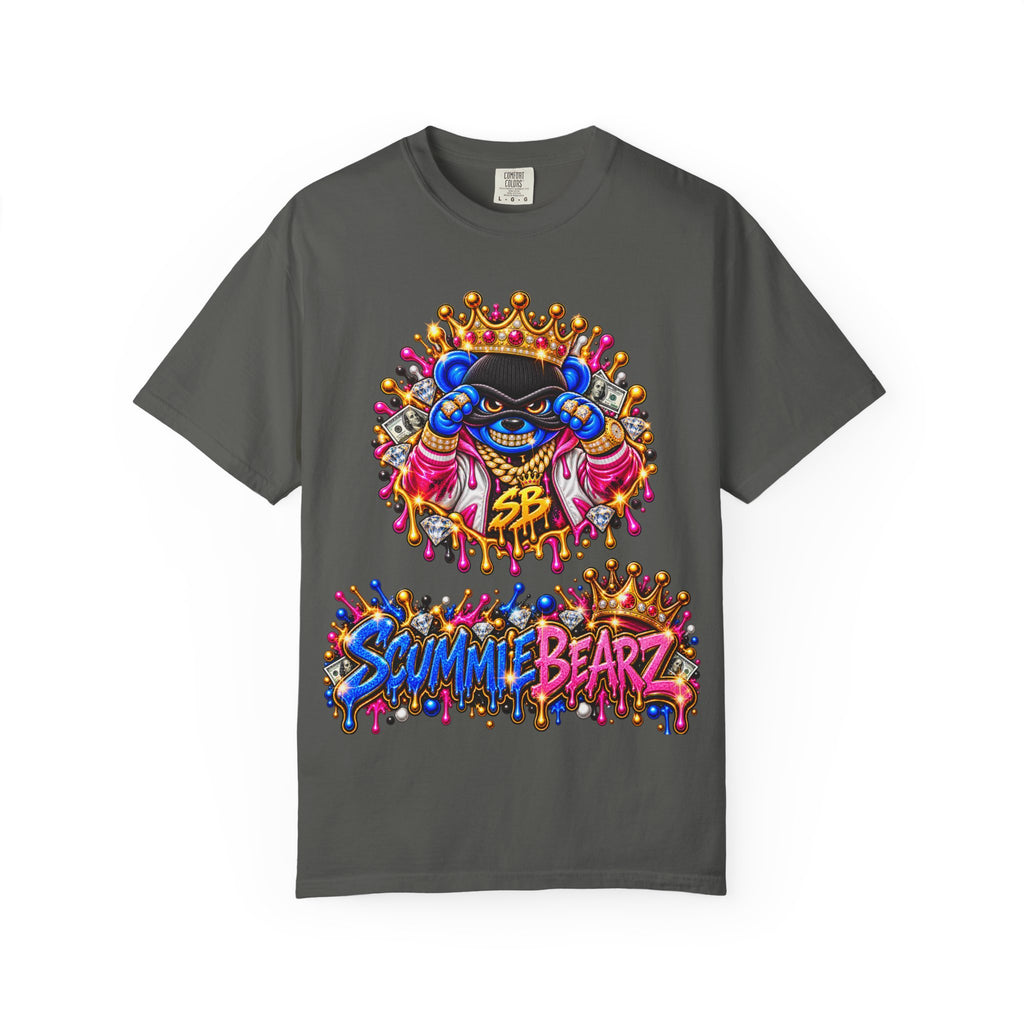 Unisex Garment-Dyed T-shirt-BLUE&PINK CROWN MASK LOGO CHOSEN BY GOD-SCUMMINGBEARZ™