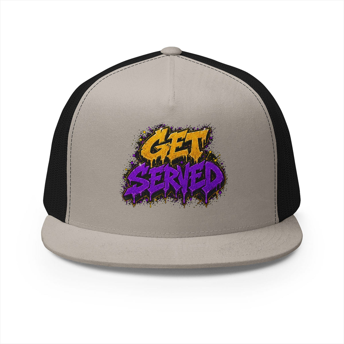 5 Panel Trucker Cap-GOLD/PURPLE GET SERVED-SCUMMIEBEARZ™
