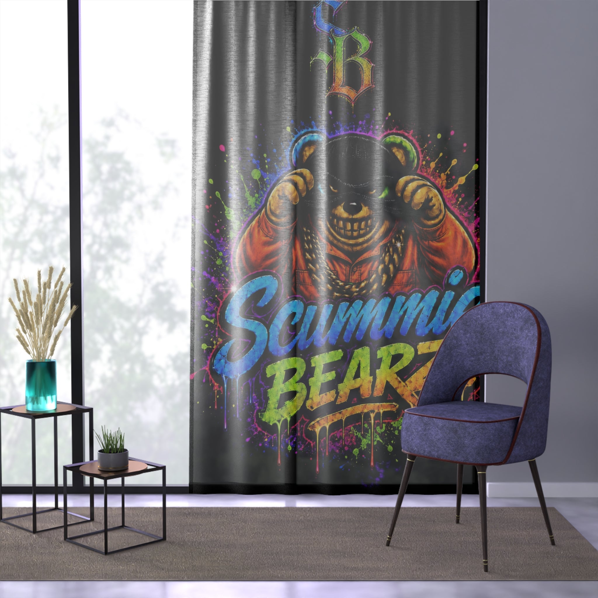 Window Curtain-Rainbow Bear Logo-SCUMMIEBEARZ™