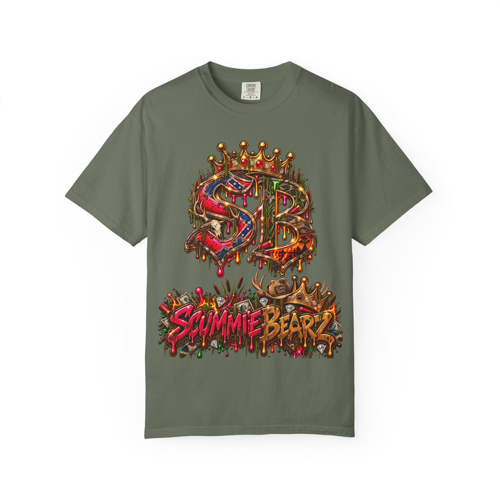 Unisex Garment-Dyed T-shirt-HILLYBILLY CROWN SB LOGO HILLBILLY -SCUMMIEBEARZ™