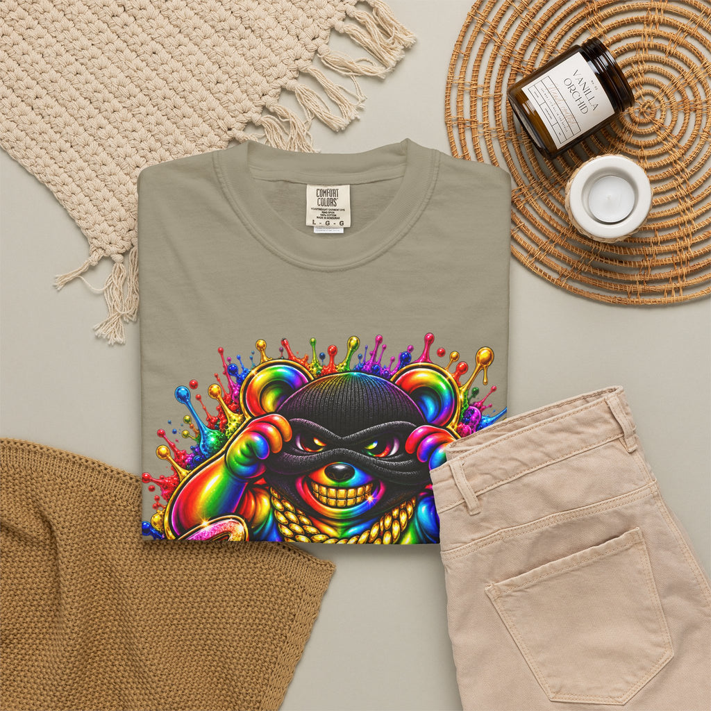 Unisex Garment-Dyed T-shirt-RAINBOW MASK LOGO GLOCK SB CROWN LOGO-SCUMMIEBEARZ™