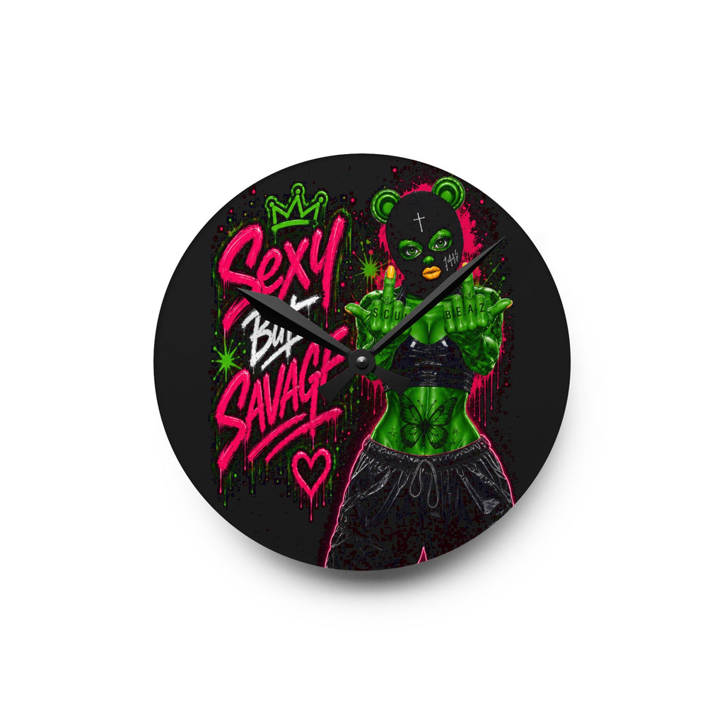 Acrylic Wall Clock-Sexy But Savage Green Remix