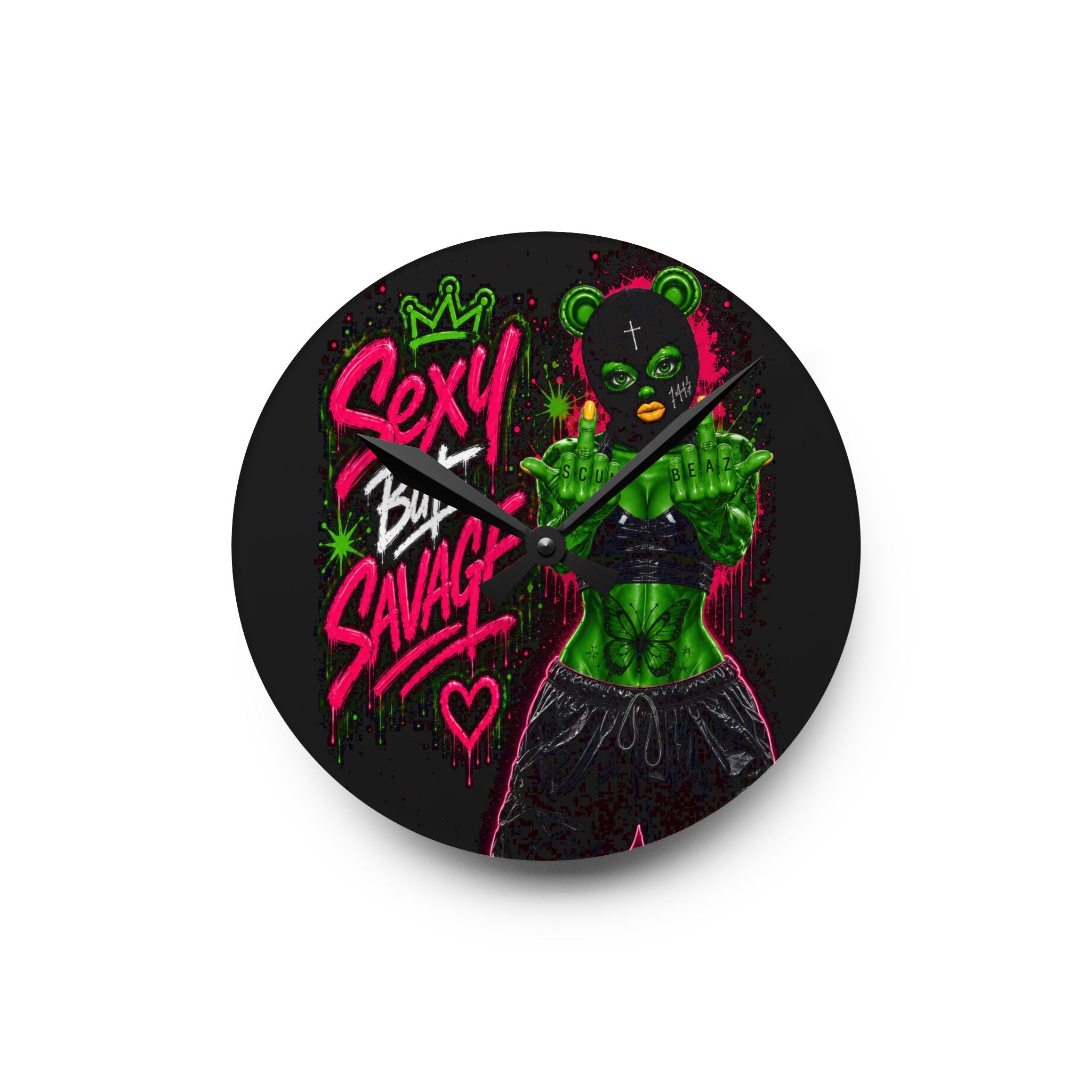 Acrylic Wall Clock-Sexy But Savage Green Remix