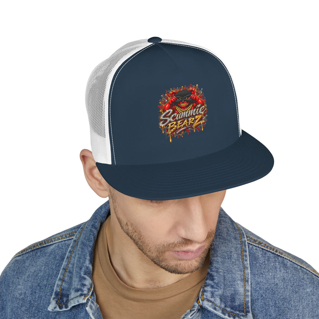 5 Panel Trucker Cap-RED/GOLD MASK LOGO-SCUMMIEBEARZ™